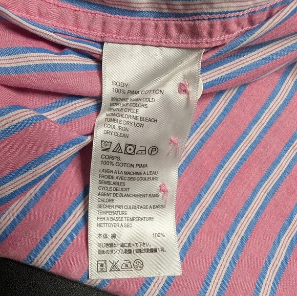 Tommy Bahama Men's Pima Cotton Casual Button Down Pink and Blue Stripes Size 3XL - Picture 5 of 8